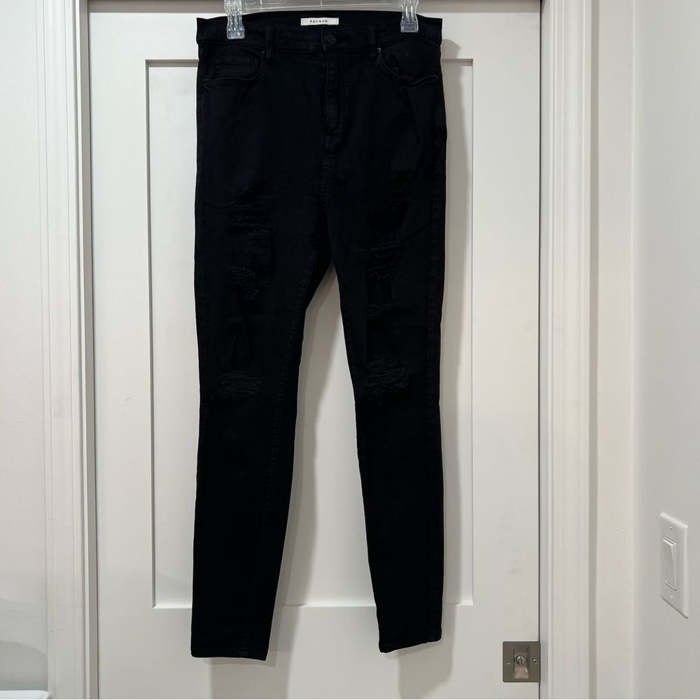PacSun High Rise Jegging Black Distressed‎ Skinny Jeans Size 29